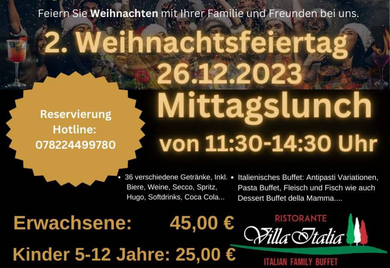 Weihnachtslunch: Feiern Sie Weihnachten mit Ihrer Familie und Freunden bei uns. - Hotel La Toscana